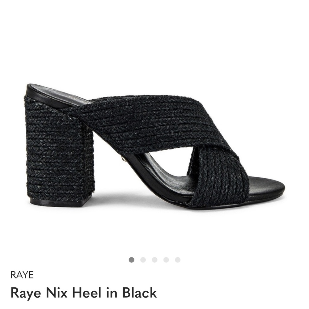 RAYE Revolve Nix Sz 6.5 Black Raffia Crossover Block Heel Sandals Orig $178